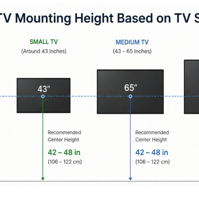 Recommended Wall-Mounted TV Height based on TV Size