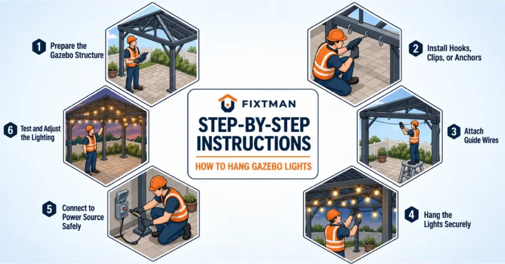 How to hang gazebo lights